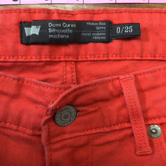 LEVI’S jeans coral denim Demi curve modern rise skinny tangerine low waist 25 - Picture 3 of 11